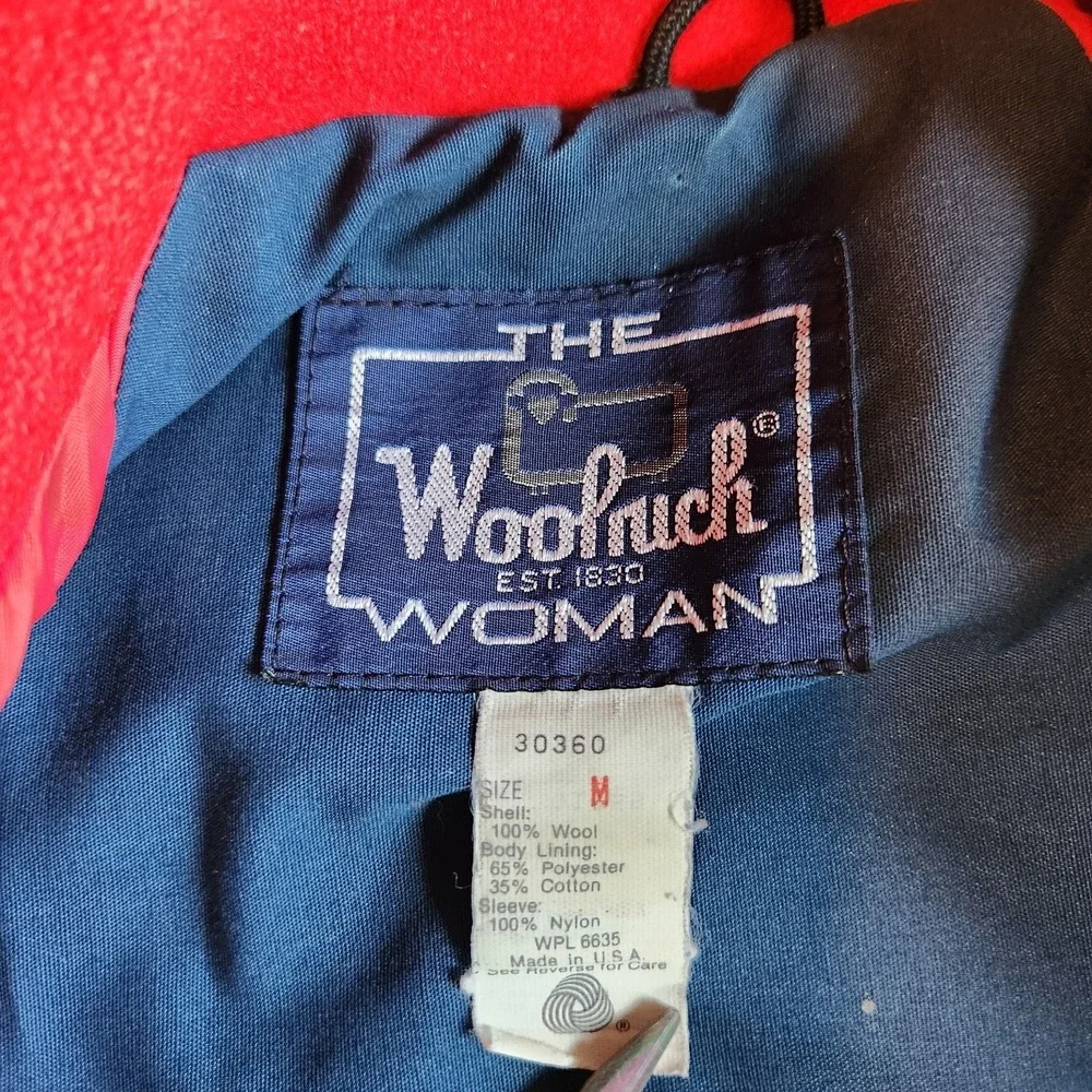 WOOLRICH Wool Coat Jacket Womens Medium Classic Red Hooded Warm Winter‎ VTG